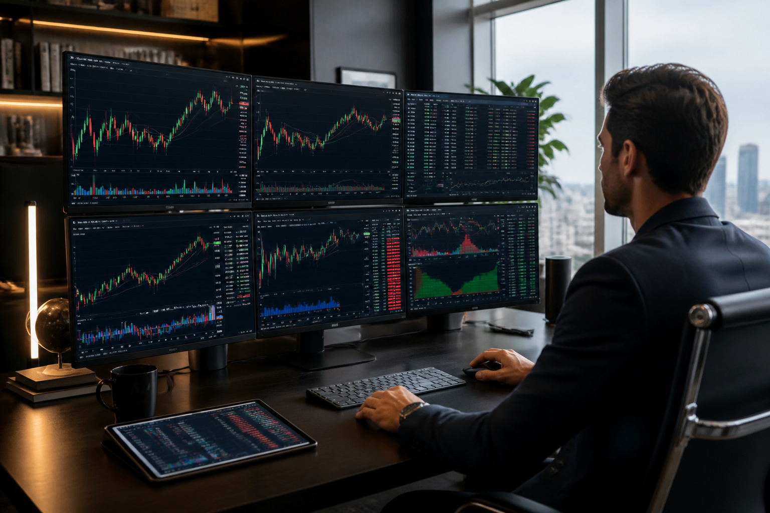Trader moderne analysant les marches financiers