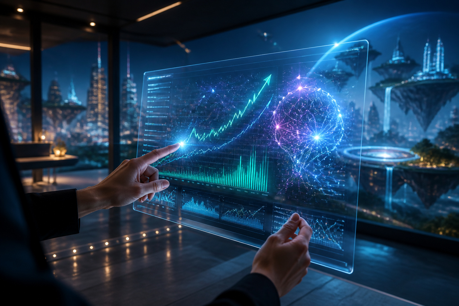 Analyse de donnees futuriste holographique