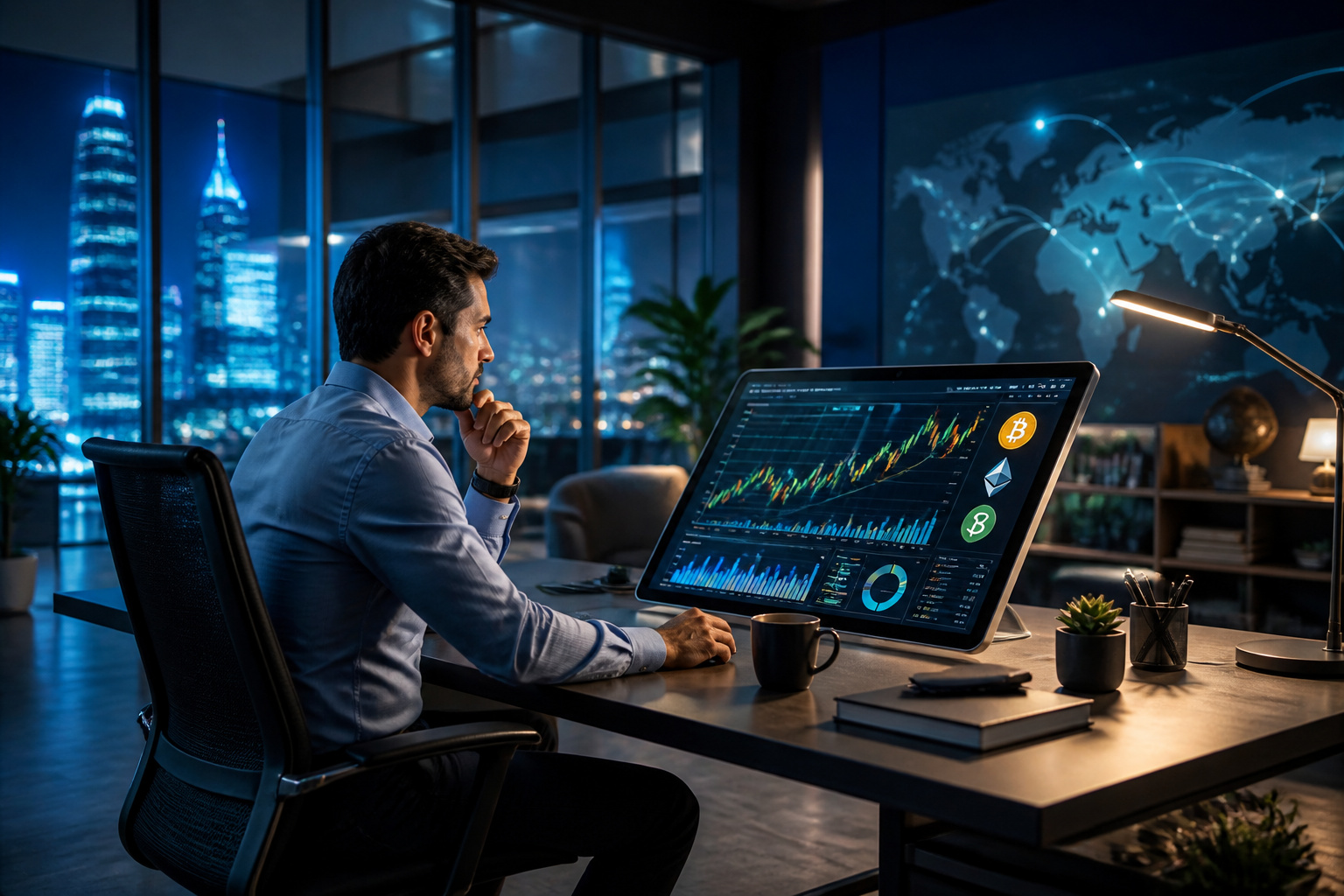 Trader concentre sur les marches financiers