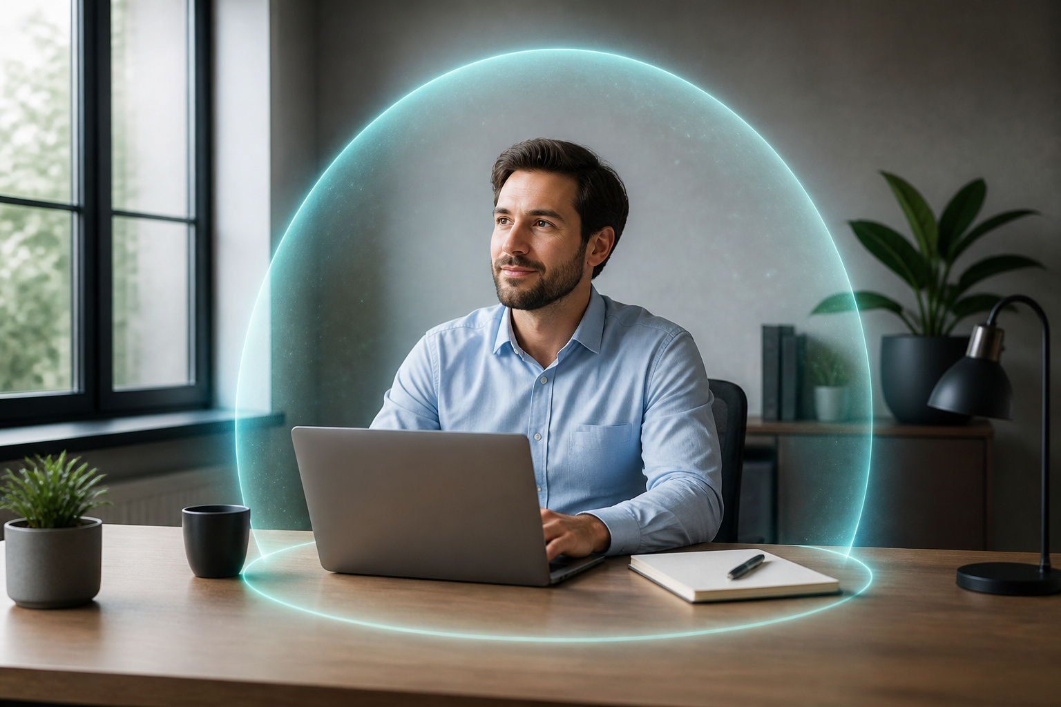 Entrepreneur confiant sous protection