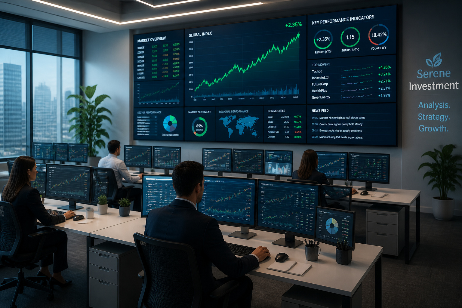 Salle danalyse financiere moderne